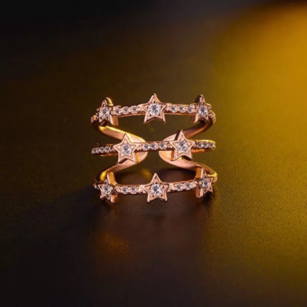 ✨ROSE GOLD✨3 LAYER MIDI OR KNUCKLE RING-STARS✨ - Picture 2 of 3